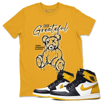 AJ1 Yellow Ochre shirt to match jordans Be Grateful sneaker tees Air Jordan 1 Yellow Ochre SNRT Sneaker Release Tees unisex cotton Gold 1 crew neck shirt