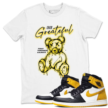 AJ1 Yellow Ochre shirt to match jordans Be Grateful sneaker tees Air Jordan 1 Yellow Ochre SNRT Sneaker Release Tees unisex cotton White 1 crew neck shirt