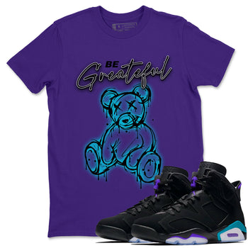 Air Jordan 6 Retro Aqua Sneaker Match Tees Be Greatful Sneaker Tees Air Jordan 6 Retro Aqua SNRT Sneaker Release Tees Short Sleeve T-Shirt Purple 1