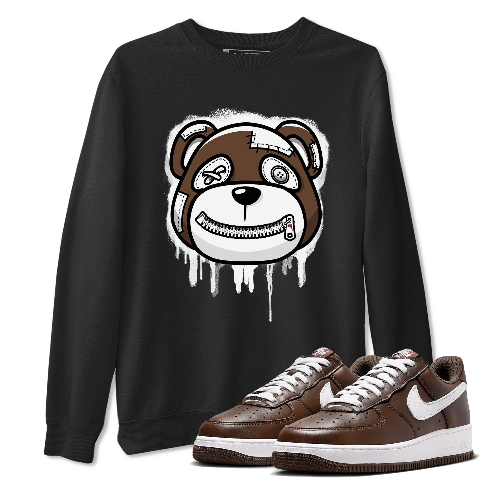 AF1 Chocolate shirt to match jordans Bear Face sneaker tees Air Force 1 Chocolate SNRT Sneaker Release Tees Cotton Sneaker Tee Black 1 T-Shirt