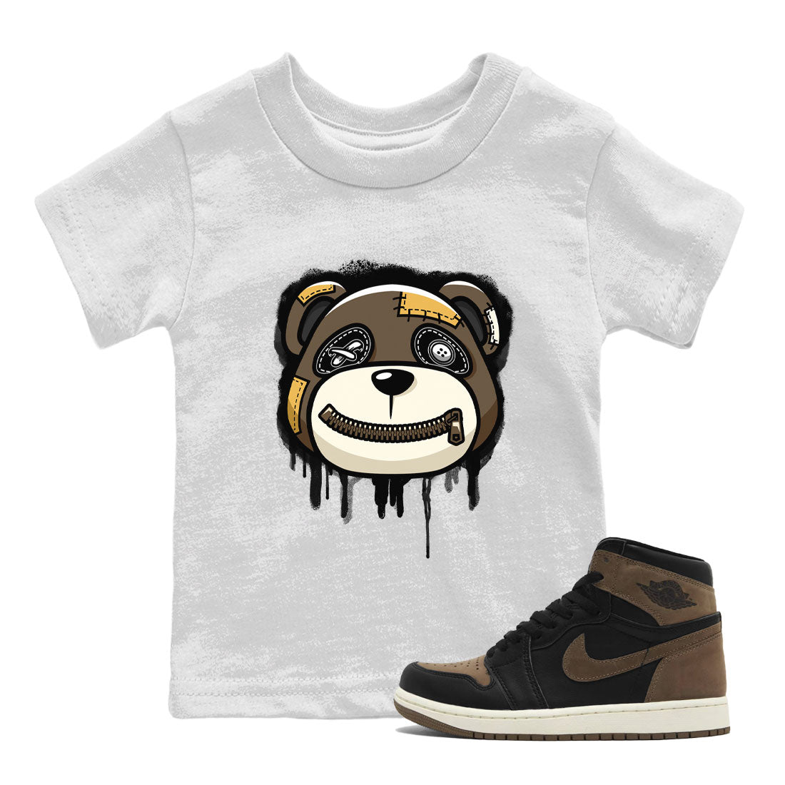 Air Jordan 1 Retro High OG Palomino shirt to match jordans Bear Face sneaker tees Air Jordan 1 Palomino SNRT Sneaker Release Tees Baby Toddler White 1 T-Shirt