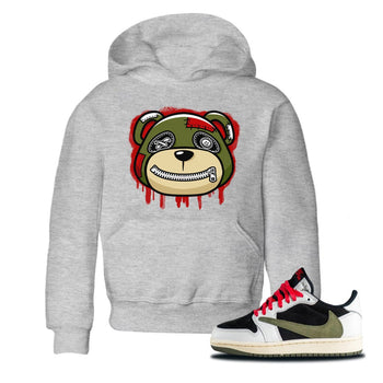 Jordan 1 Travis Scott Olive Sneaker Match Tees Bear Face Sneaker Tees Jordan 1 Travis Scott Olive Sneaker Release Tees Kids Shirts