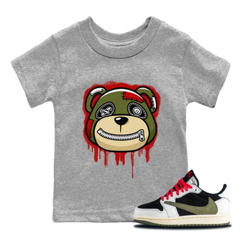 Jordan 1 Travis Scott Olive Sneaker Match Tees Bear Face Sneaker Tees Jordan 1 Travis Scott Olive Sneaker Release Tees Kids Shirts