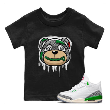 Air Jordan 3 Lucky Green Sneaker Match Tees Bear Face Sneaker Tees Jordan 3 Retro Lucky Green Sneaker Release Tees Kids Shirts Black 1