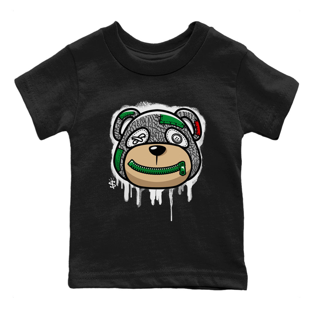 Air Jordan 3 Lucky Green Sneaker Match Tees Bear Face Sneaker Tees Jordan 3 Retro Lucky Green Sneaker Release Tees Kids Shirts Black 2