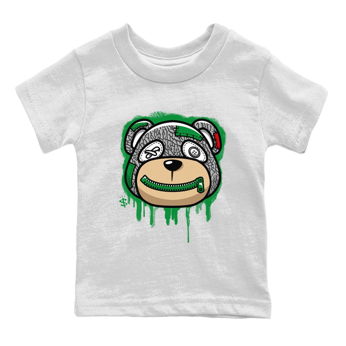Air Jordan 3 Lucky Green Sneaker Match Tees Bear Face Sneaker Tees Jordan 3 Retro Lucky Green Sneaker Release Tees Kids Shirts White 2