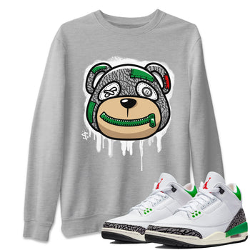 Air Jordan 3 Lucky Green Sneaker Match Tees Bear Face Sneaker Tees Jordan 3 Retro Lucky Green Sneaker Release Tees Unisex Shirts Heather Grey 1