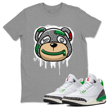 Air Jordan 3 Lucky Green Sneaker Match Tees Bear Face Sneaker Tees Jordan 3 Retro Lucky Green Sneaker Release Tees Unisex Shirts Heather Grey 1