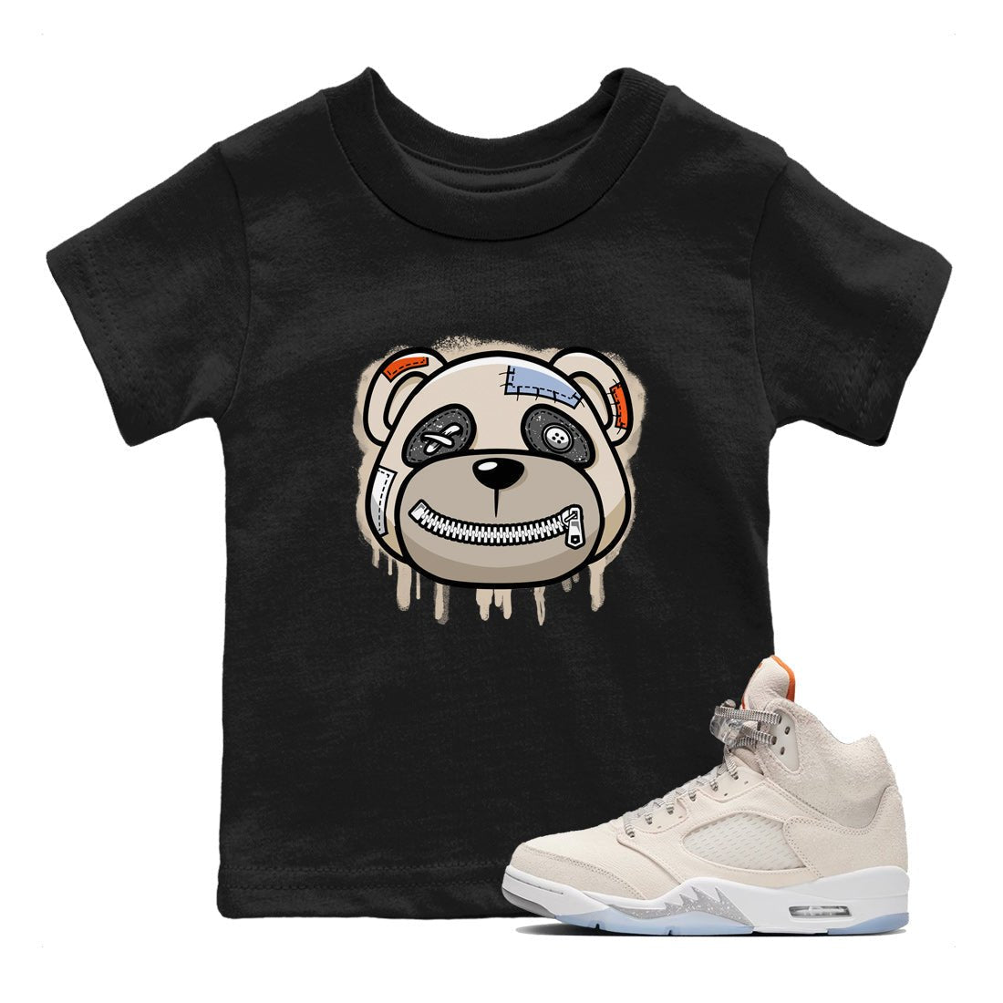 Air Jordan 5 Craft Sneaker Match Tees Bear Face Sneaker Tees Air Jordan 5 Craft Tee Kids Shirts Black 1