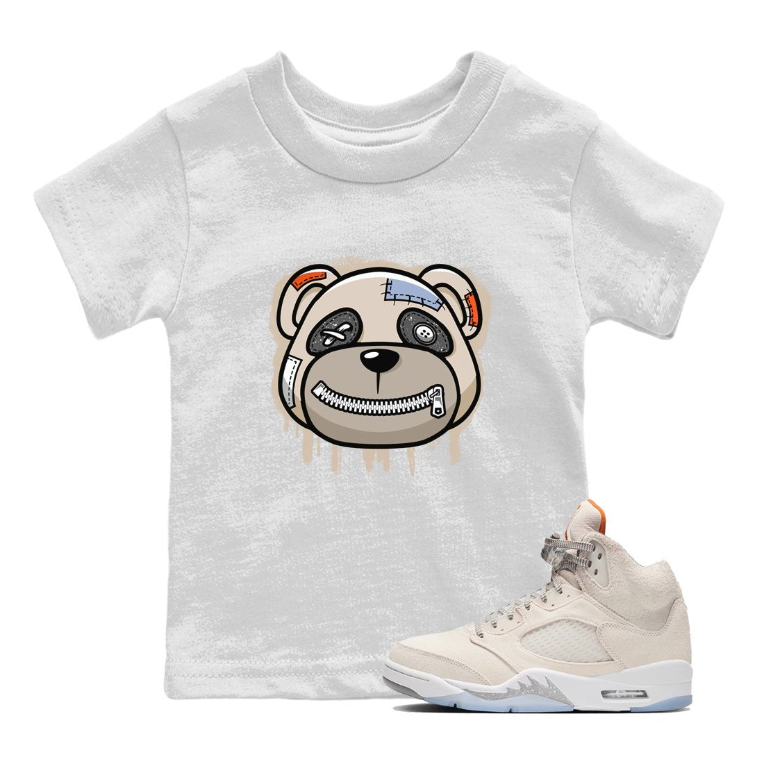 Air Jordan 5 Craft Sneaker Match Tees Bear Face Sneaker Tees Air Jordan 5 Craft Tee Kids Shirts White 1