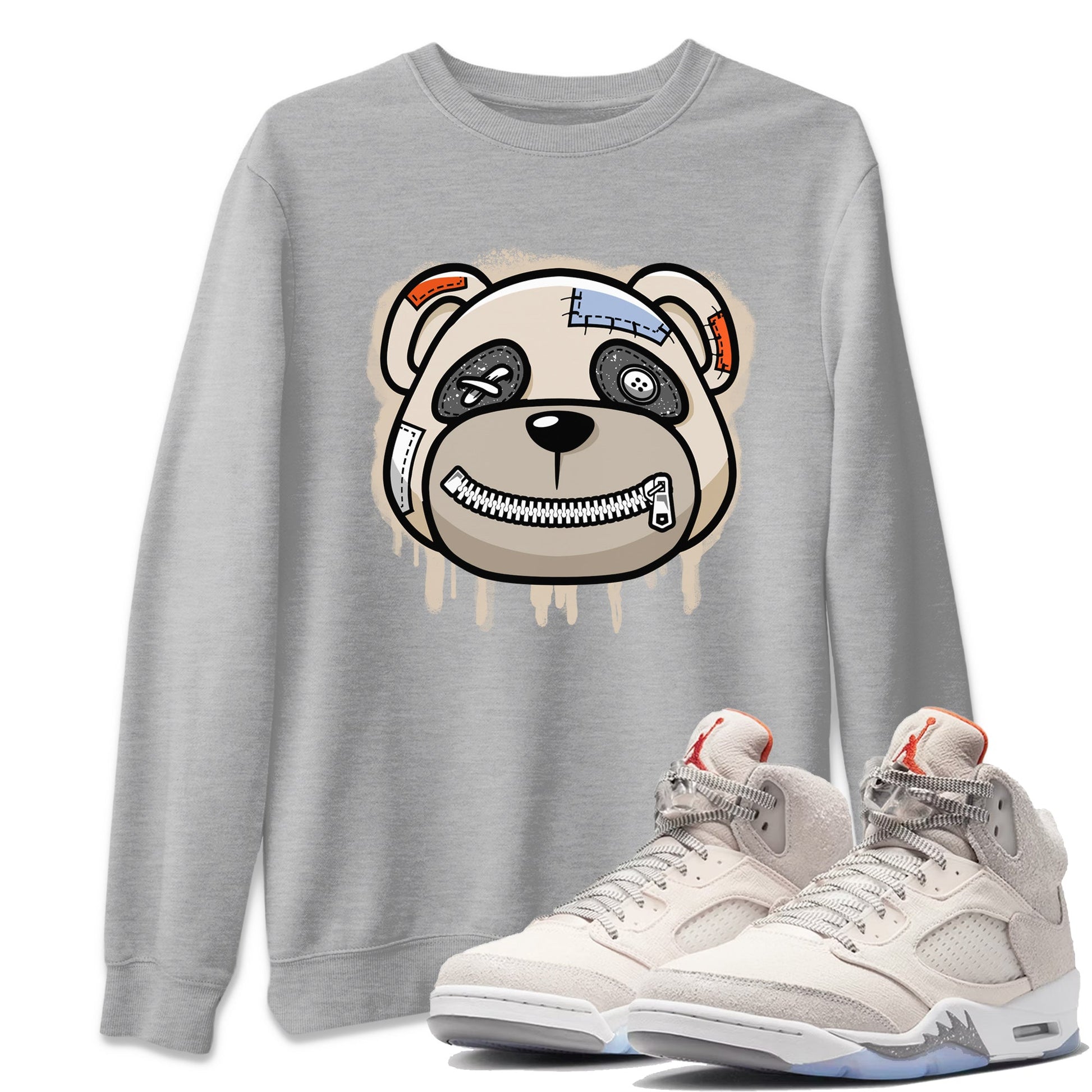 Air Jordan 5 Craft Sneaker Match Tees Bear Face Sneaker Tees Air Jordan 5 Craft Tee Unisex Shirts Heather Grey 1
