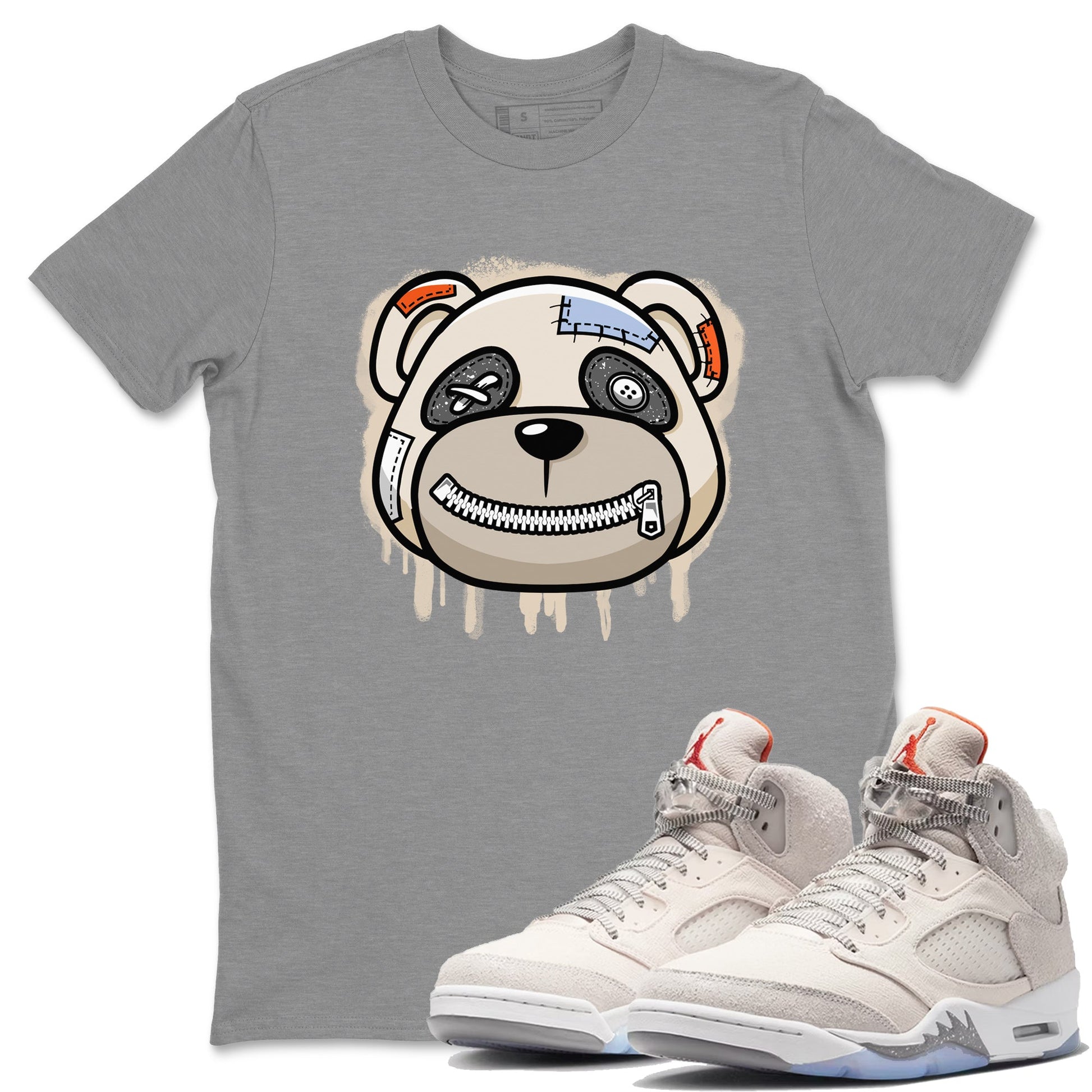Air Jordan 5 Craft Sneaker Match Tees Bear Face Sneaker Tees Air Jordan 5 Craft Tee Unisex Shirts Heather Grey 1