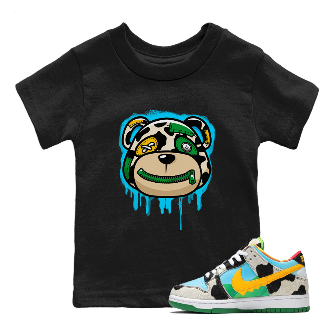 Dunk Chunky Dunky Tee Bear Face Sneaker Tees Dunk Chunky Dunky Sneaker Release Tees Kids Shirts Black 1