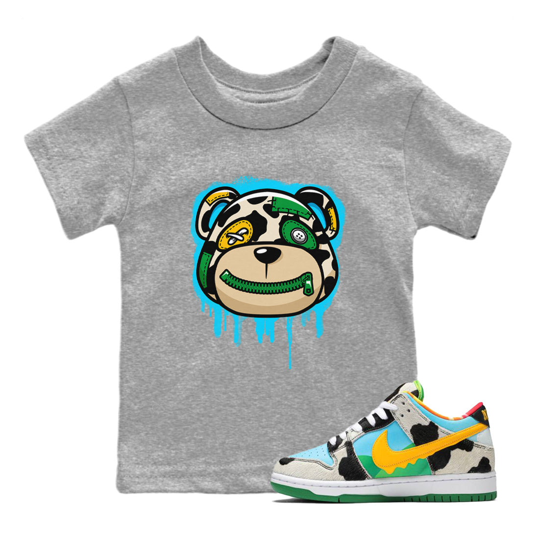 Dunk Chunky Dunky Tee Bear Face Sneaker Tees Dunk Chunky Dunky Sneaker Release Tees Kids Shirts Heather Grey 1