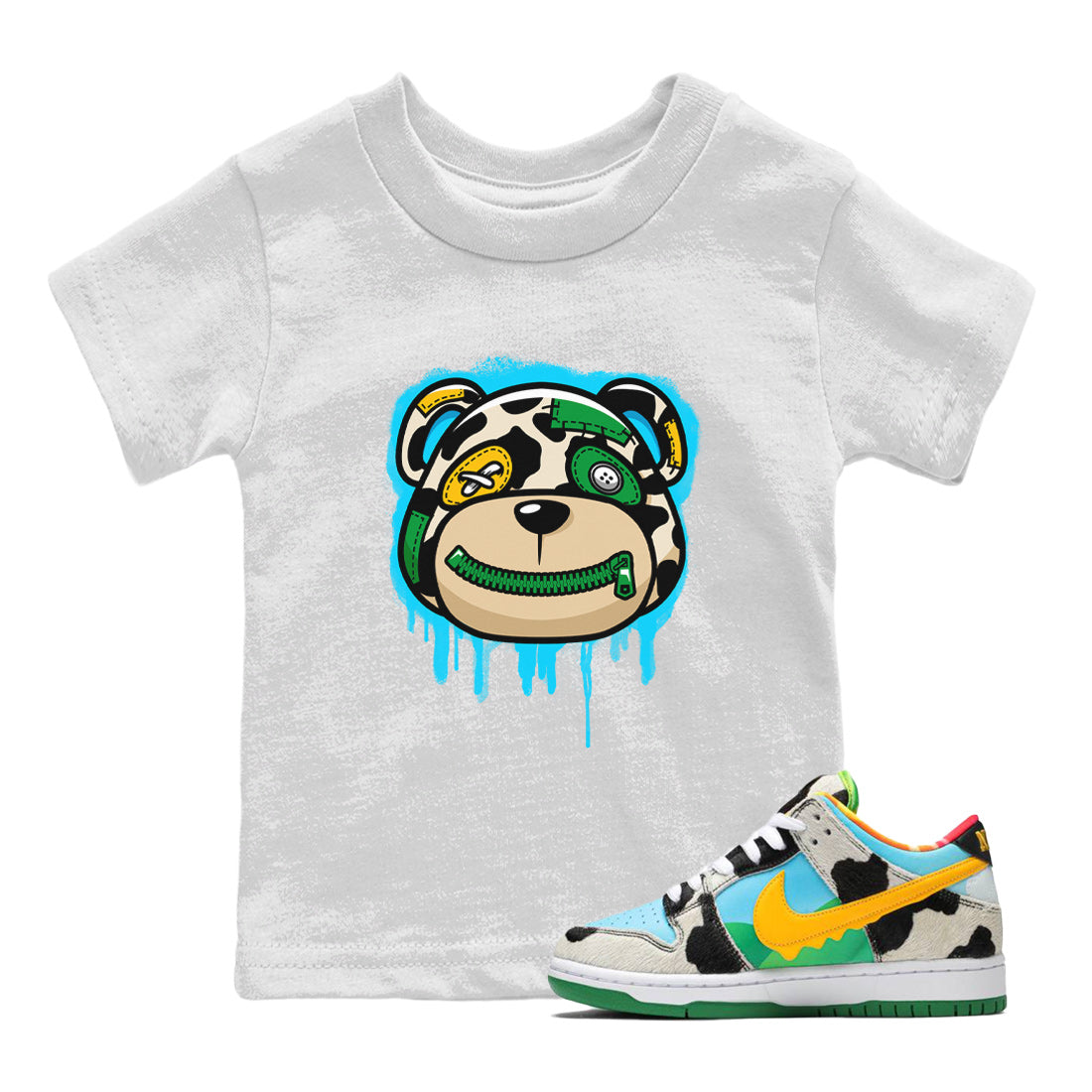 Dunk Chunky Dunky Tee Bear Face Sneaker Tees Dunk Chunky Dunky Sneaker Release Tees Kids Shirts White 1