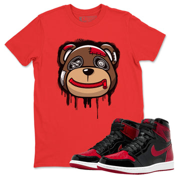 Jordan 1 Bred Patent Sneaker Match Tees Bear Face Sneaker Tees Jordan 1 Bred Patent Sneaker Release Tees Unisex Shirts