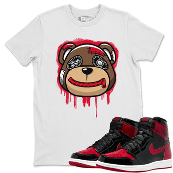 Jordan 1 Bred Patent Sneaker Match Tees Bear Face Sneaker Tees Jordan 1 Bred Patent Sneaker Release Tees Unisex Shirts