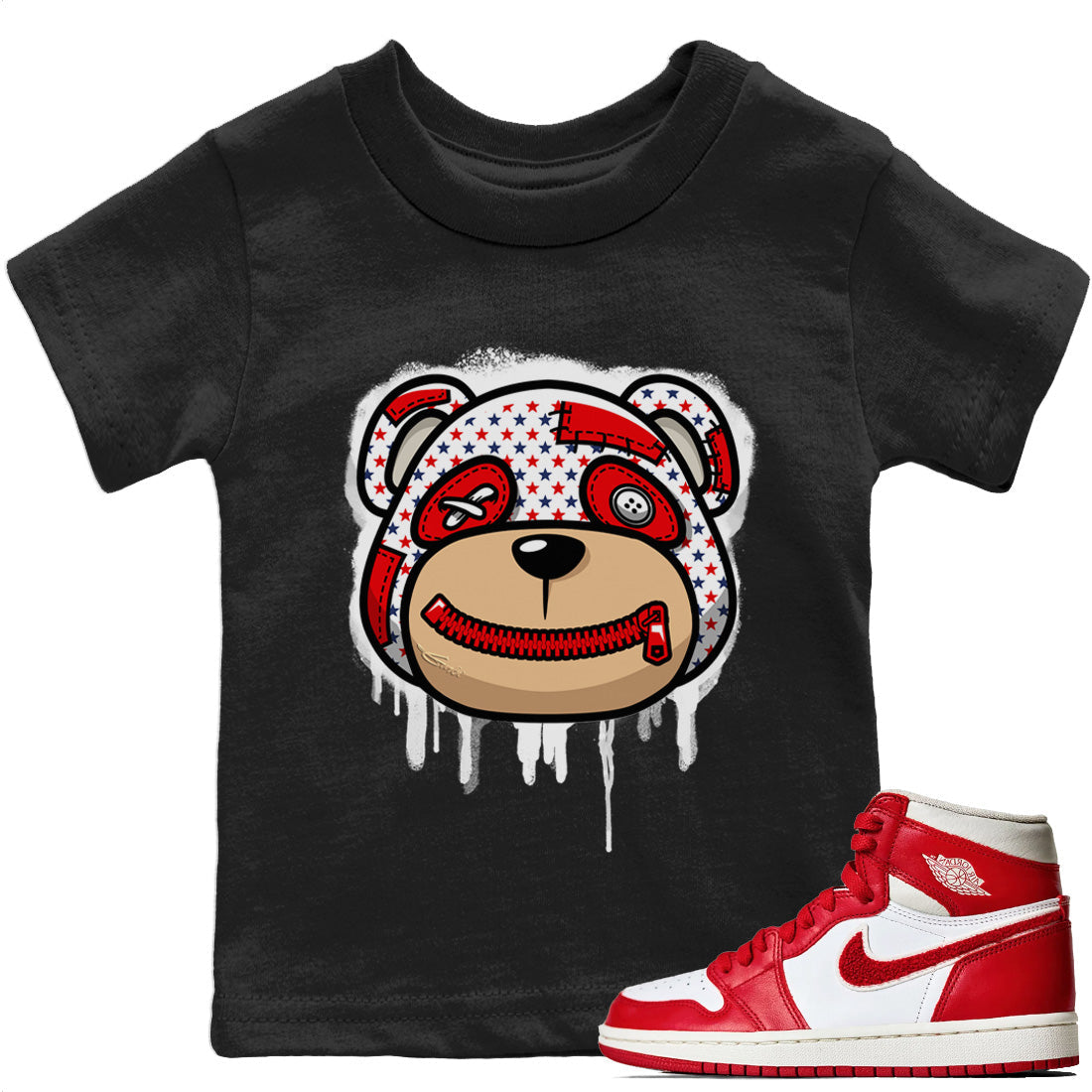 Jordan 1 Newstalgia Sneaker Match Tees Bear Face Sneaker Tees Jordan 1 Newstalgia Sneaker Release Tees Kids Shirts