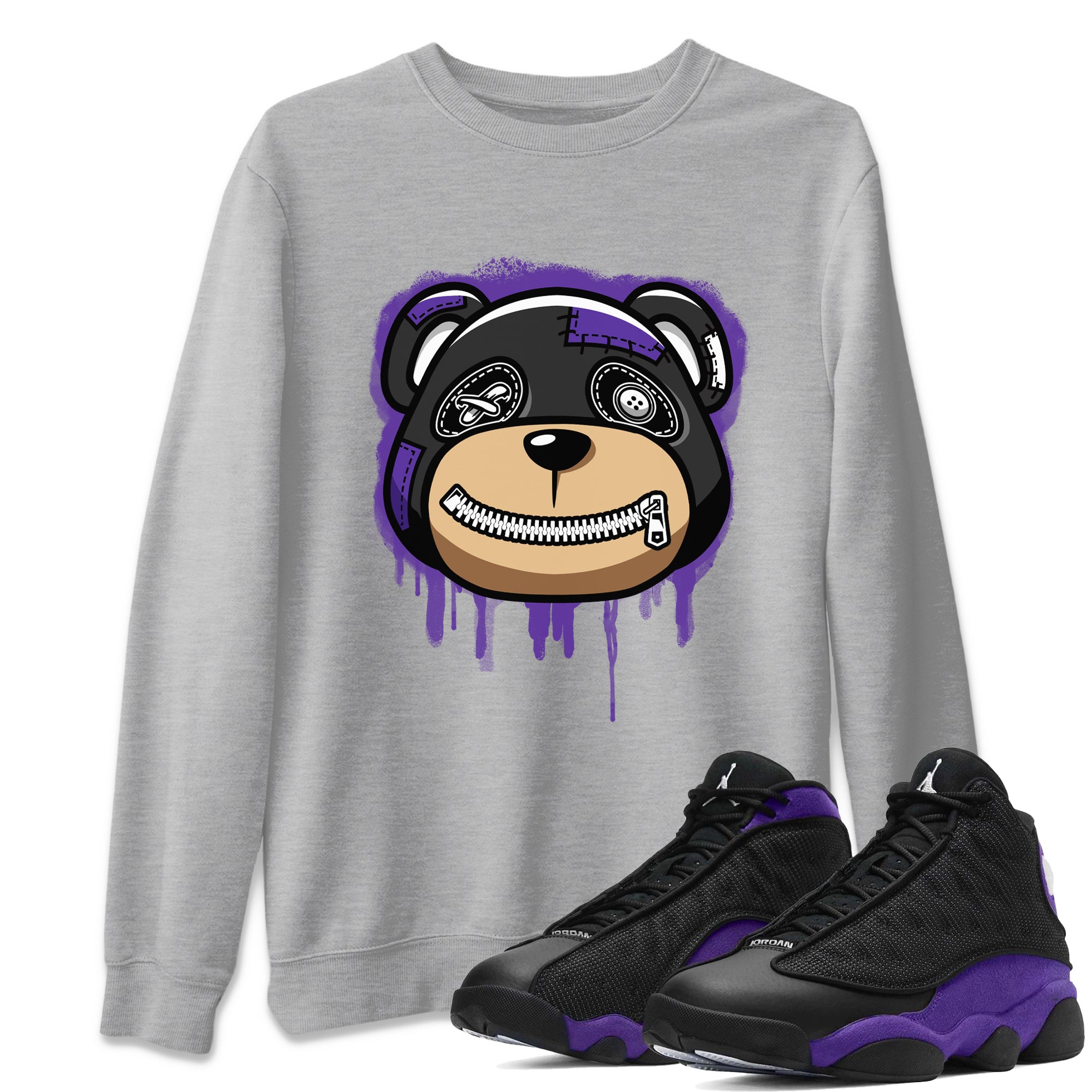Jordan 13 Court Purple Sneaker Match Tees Bear Face Sneaker Tees Jordan 13 Court Purple Sneaker Release Tees Unisex Shirts