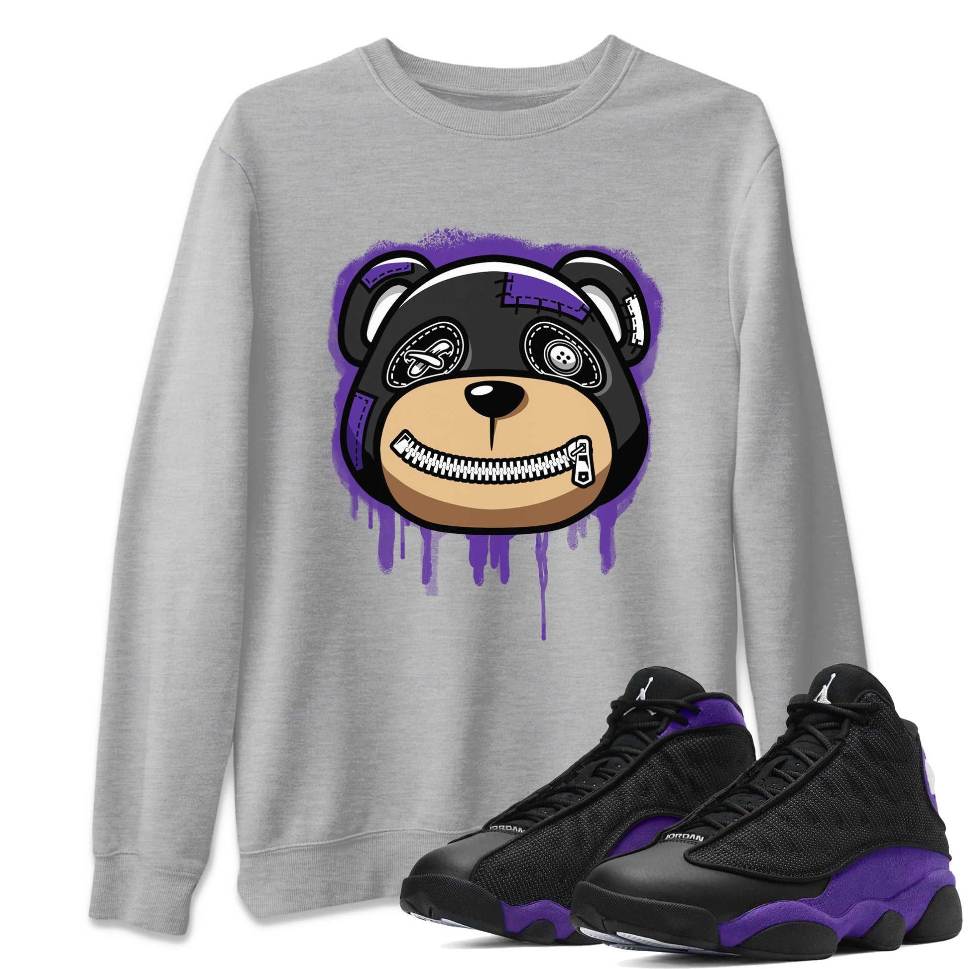 Jordan 13 Court Purple Sneaker Match Tees Bear Face Sneaker Tees Jordan 13 Court Purple Sneaker Release Tees Unisex Shirts