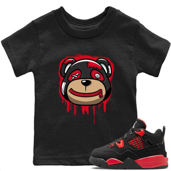 Jordan 4 Red Thunder Sneaker Match Tees Bear Face Sneaker Tees Jordan 4 Red Thunder Sneaker Release Tees Kids Shirts