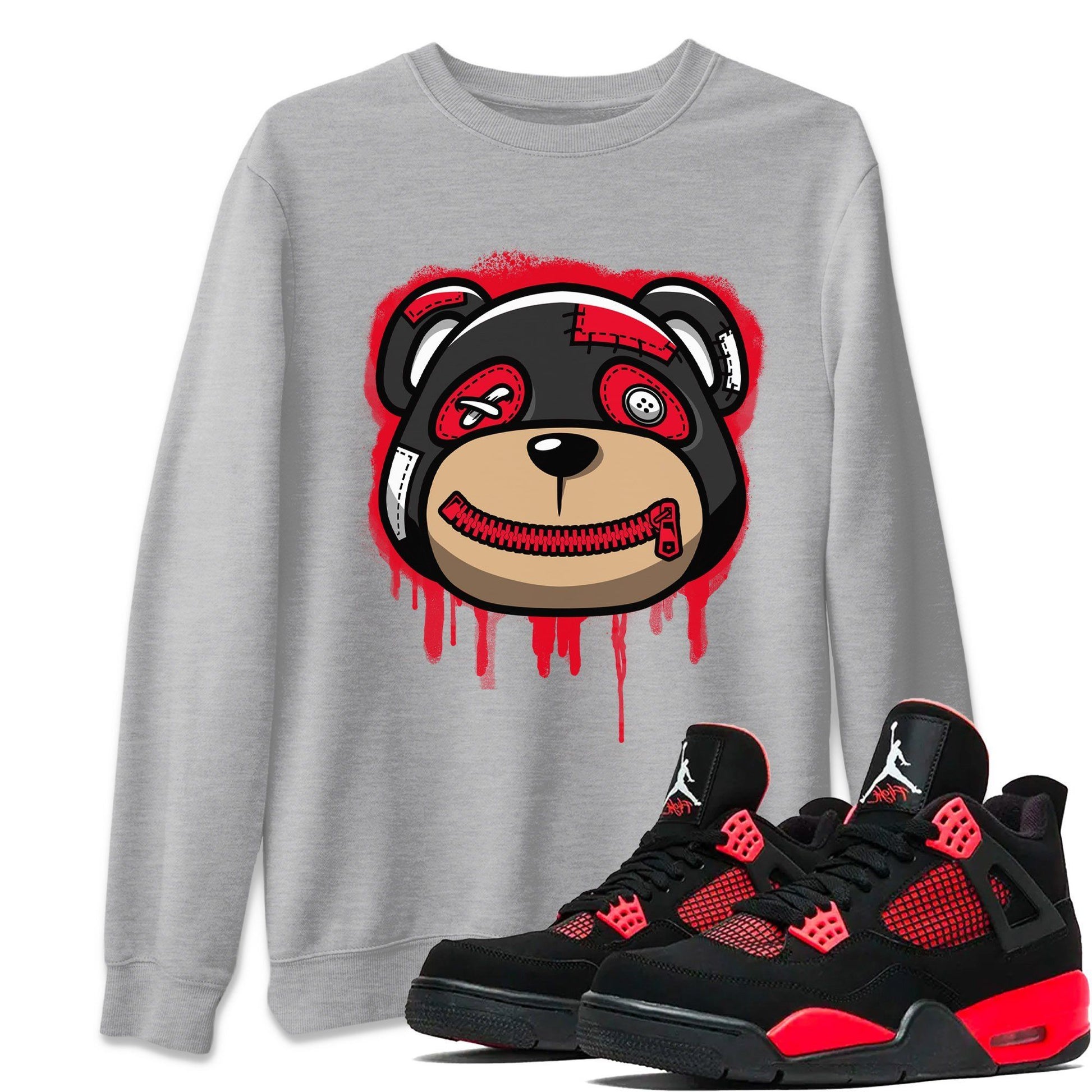 Jordan 4 Red Thunder Sneaker Match Tees Bear Face Sneaker Tees Jordan 4 Red Thunder Sneaker Release Tees Unisex Shirts