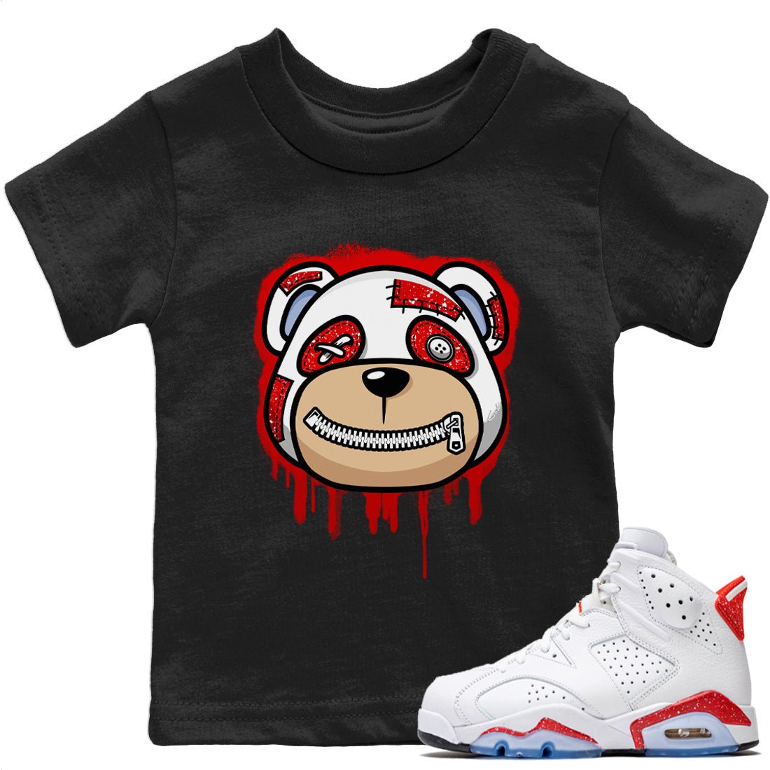 Jordan 6 Red Velvet Cookies Sneaker Match Tees Bear Face Sneaker Tees Jordan 6 Red Velvet Cookies Sneaker Release Tees Kids Shirts