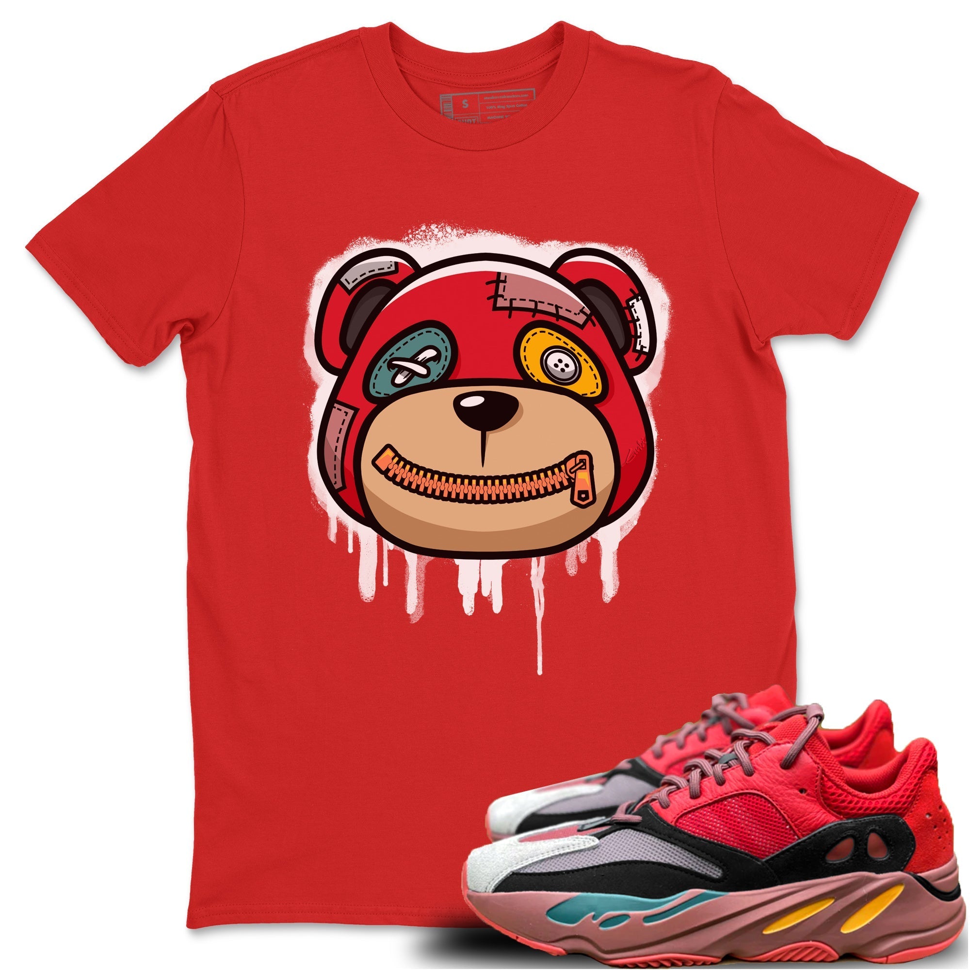 Yeezy 700 Hi-Res Red Sneaker Match Tees Bear Face Sneaker Tees Yeezy 700 Hi-Res Red Sneaker Release Tees Unisex Shirts