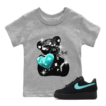Air Force 1 Tiffany Sneaker Match Tees Bear Germs Sneaker Tees Air Force 1 Low x Tiffany Sneaker Release Tees Kids Shirts Heather Grey 1