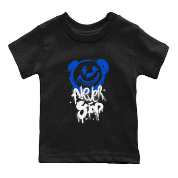 Air Jordan 1 Royal Reimagined shirt to match jordans Bear Never Stop sneaker tees Jordan 1 High OG Royal Reimagined SNRT Sneaker Tees Baby Toddler Black 2 T-Shirt