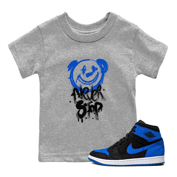 Air Jordan 1 Royal Reimagined shirt to match jordans Bear Never Stop sneaker tees Jordan 1 High OG Royal Reimagined SNRT Sneaker Tees Baby Toddler Heather Grey 1 T-Shirt