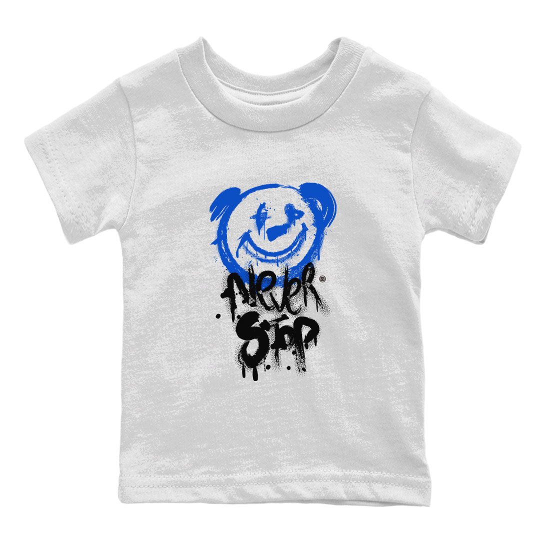 Air Jordan 1 Royal Reimagined shirt to match jordans Bear Never Stop sneaker tees Jordan 1 High OG Royal Reimagined SNRT Sneaker Tees Baby Toddler White 2 T-Shirt