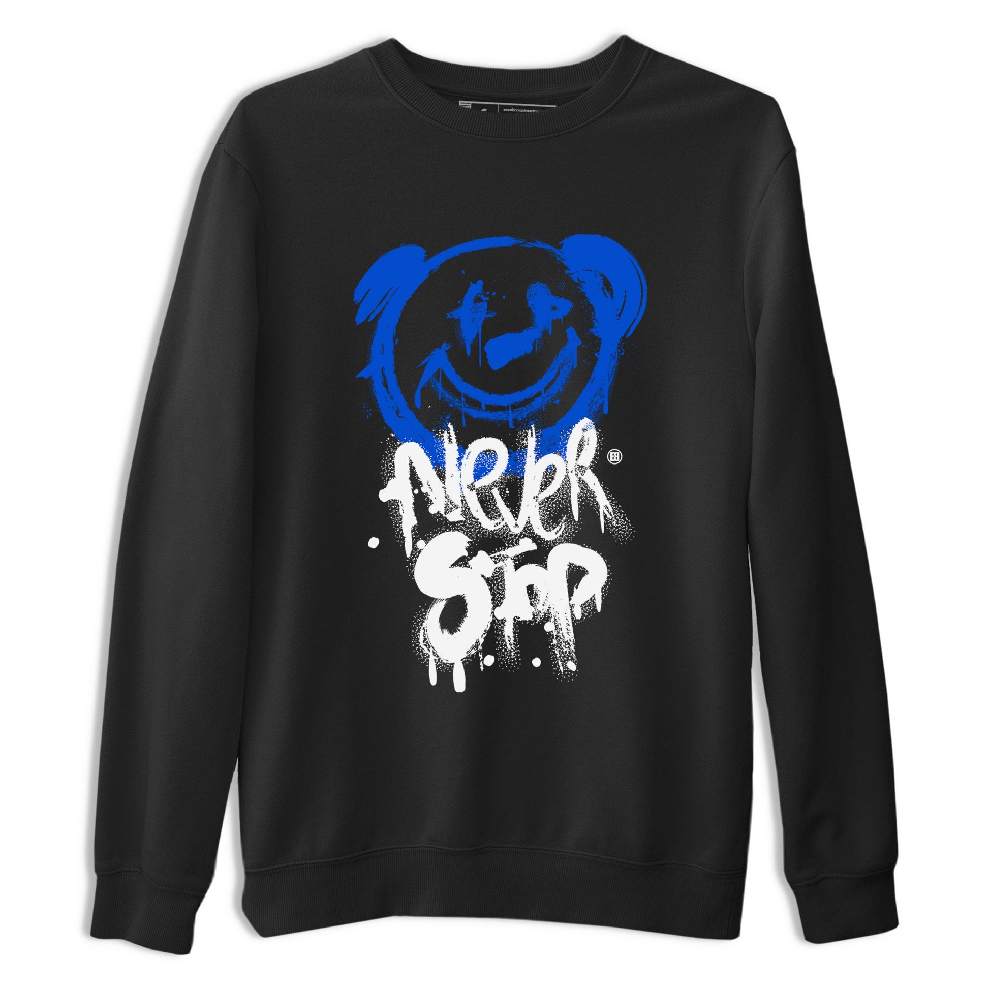 Air Jordan 1 Royal Reimagined shirt to match jordans Bear Never Stop sneaker tees Air Jordan 1 Royal Reimagined SNRT Sneaker Tees Streetwear Casual Fit Black 2 T-Shirt