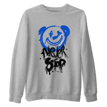 Air Jordan 1 Royal Reimagined shirt to match jordans Bear Never Stop sneaker tees Air Jordan 1 Royal Reimagined SNRT Sneaker Tees Streetwear Casual Fit Heather Grey 2 T-Shirt