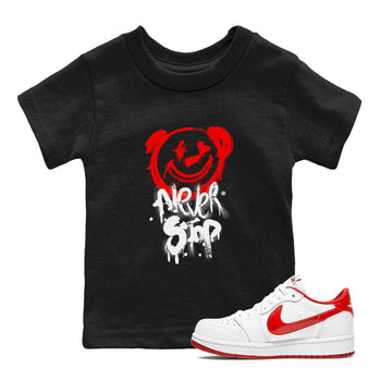 Jordan 1 University Red shirt to match jordans Bear Never Stop sneaker tees Air Jordan 1 University Red SNRT Sneaker Tees Baby Toddler Black 1 T-Shirt