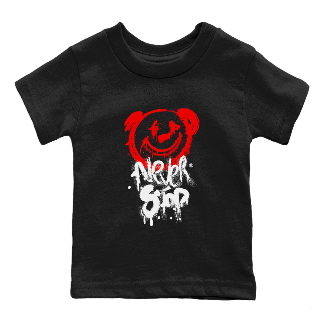 Jordan 1 University Red shirt to match jordans Bear Never Stop sneaker tees Air Jordan 1 University Red SNRT Sneaker Tees Baby Toddler Black 2 T-Shirt