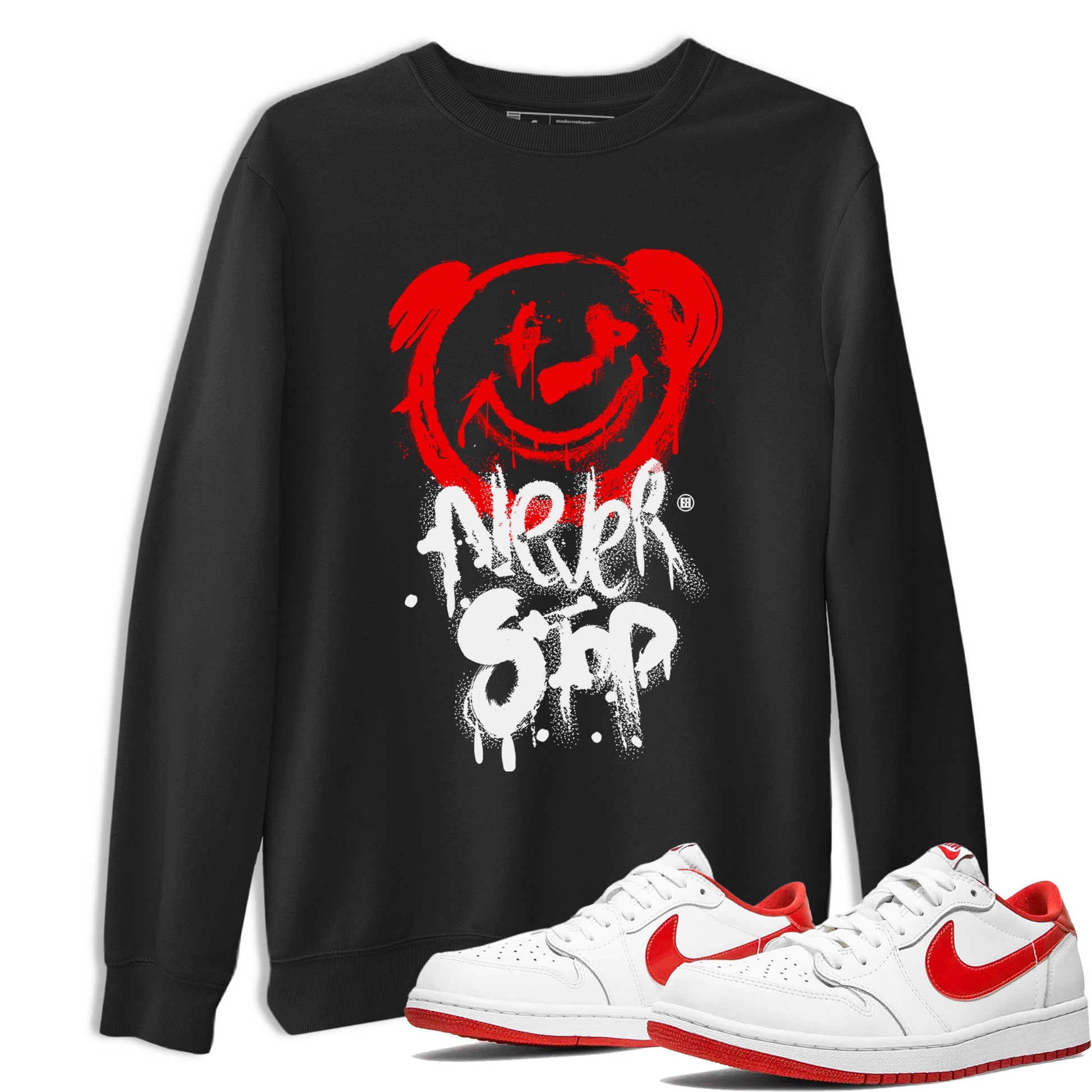 Jordan 1 University Red shirt to match jordans Bear Never Stop sneaker tees Air Jordan 1 University Red SNRT Sneaker Tees Streetwear Casual Fit Black 1 T-Shirt