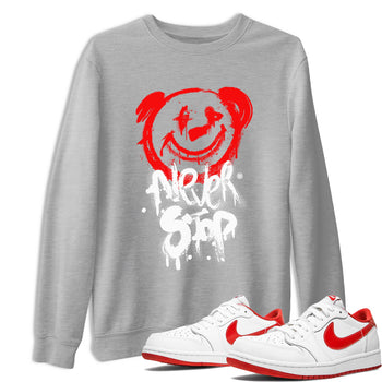 Jordan 1 University Red shirt to match jordans Bear Never Stop sneaker tees Air Jordan 1 University Red SNRT Sneaker Tees Streetwear Casual Fit Heather Grey 1 T-Shirt