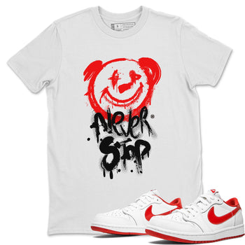 Jordan 1 University Red shirt to match jordans Bear Never Stop sneaker tees Air Jordan 1 University Red SNRT Sneaker Tees Streetwear Casual Fit White 1 T-Shirt