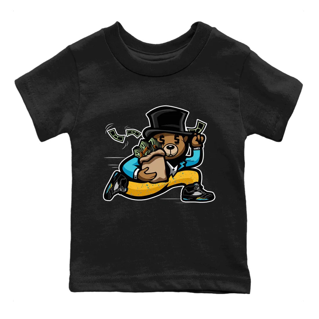 Jordan 5 Aqua Sneaker Match Tees Bear Steals Sneaker Tees Jordan 5 Aqua Sneaker Release Tees Kids Shirts