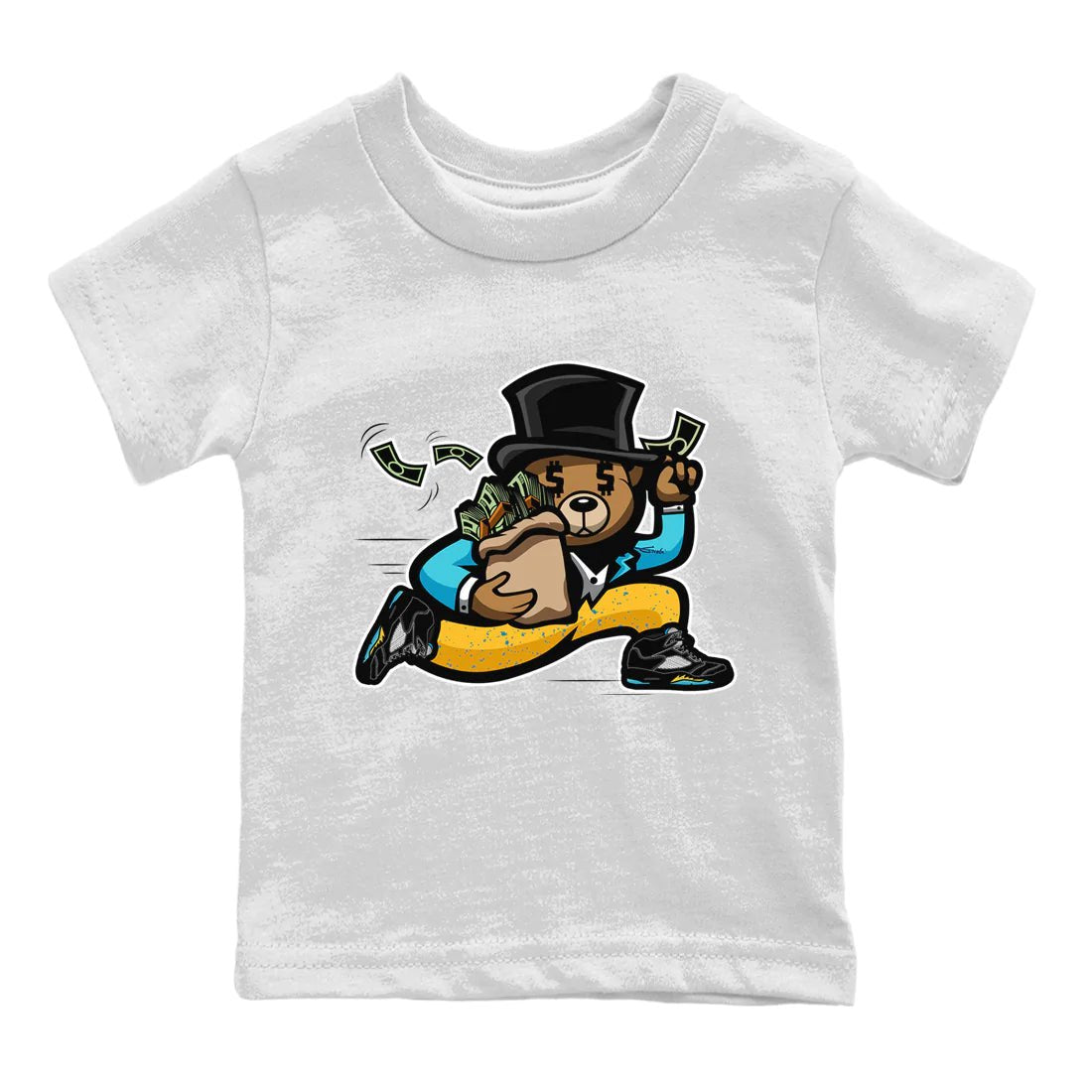 Jordan 5 Aqua Sneaker Match Tees Bear Steals Sneaker Tees Jordan 5 Aqua Sneaker Release Tees Kids Shirts