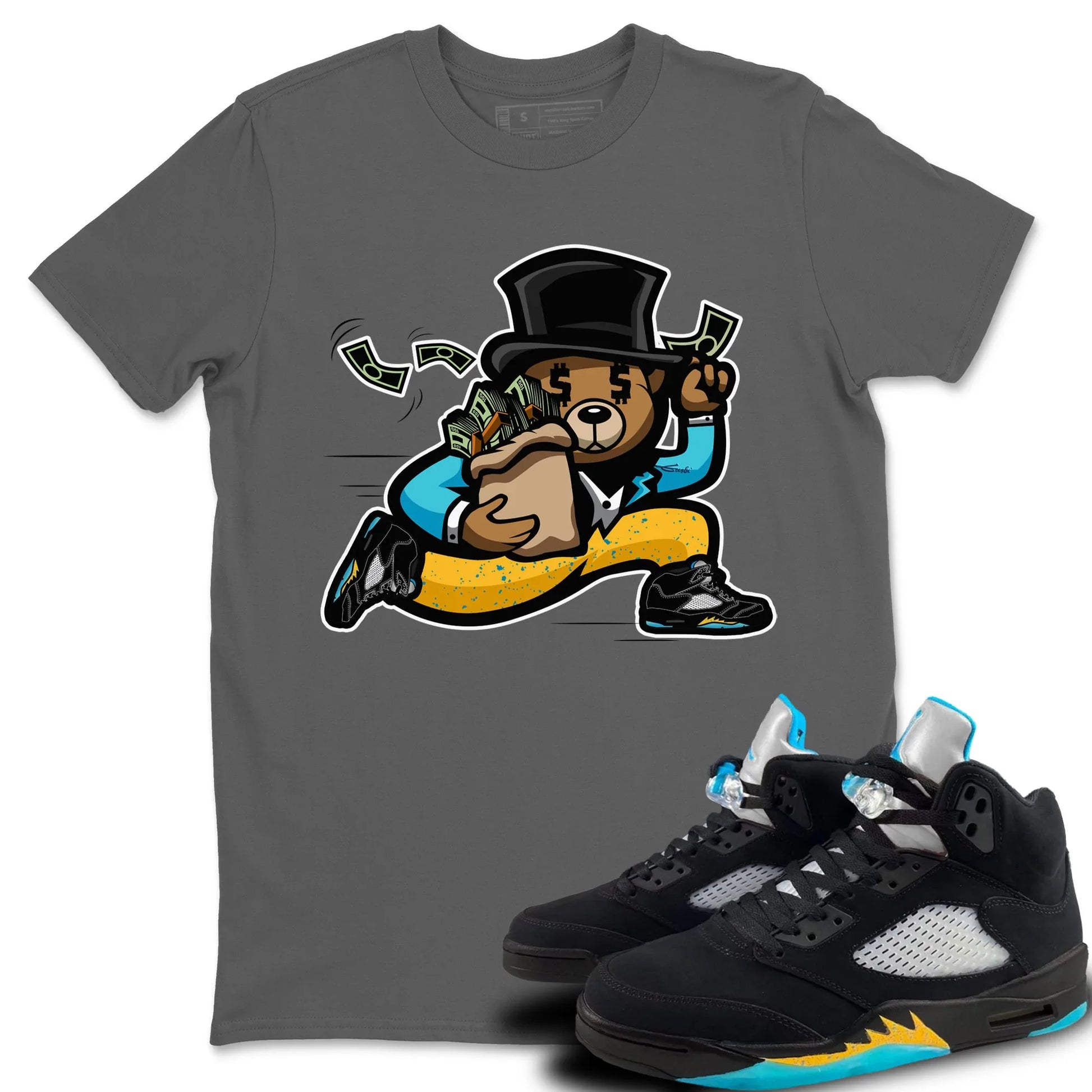 Jordan 5 Aqua Sneaker Match Tees Bear Steals Sneaker Tees Jordan 5 Aqua Sneaker Release Tees Unisex Shirts