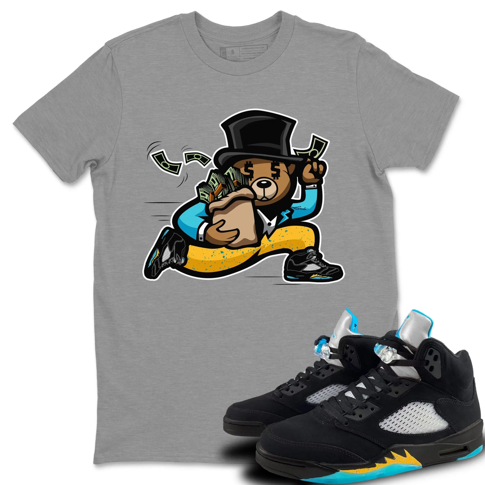 Jordan 5 Aqua Sneaker Match Tees Bear Steals Sneaker Tees Jordan 5 Aqua Sneaker Release Tees Unisex Shirts