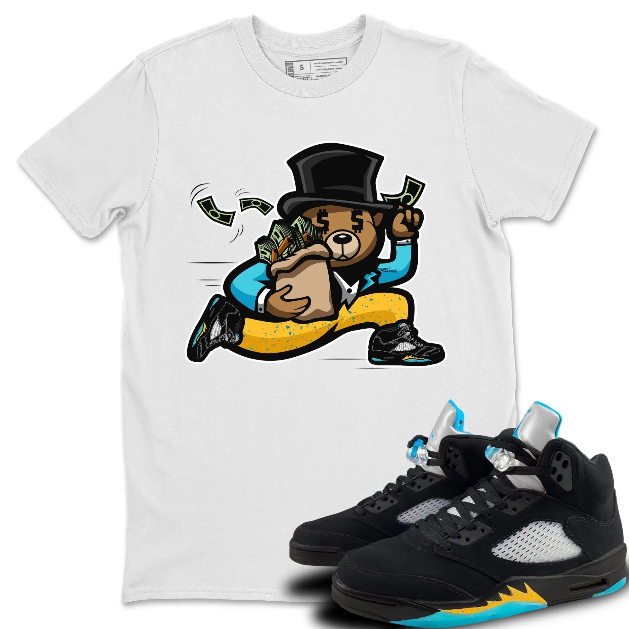 Jordan 5 Aqua Sneaker Match Tees Bear Steals Sneaker Tees Jordan 5 Aqua Sneaker Release Tees Unisex Shirts