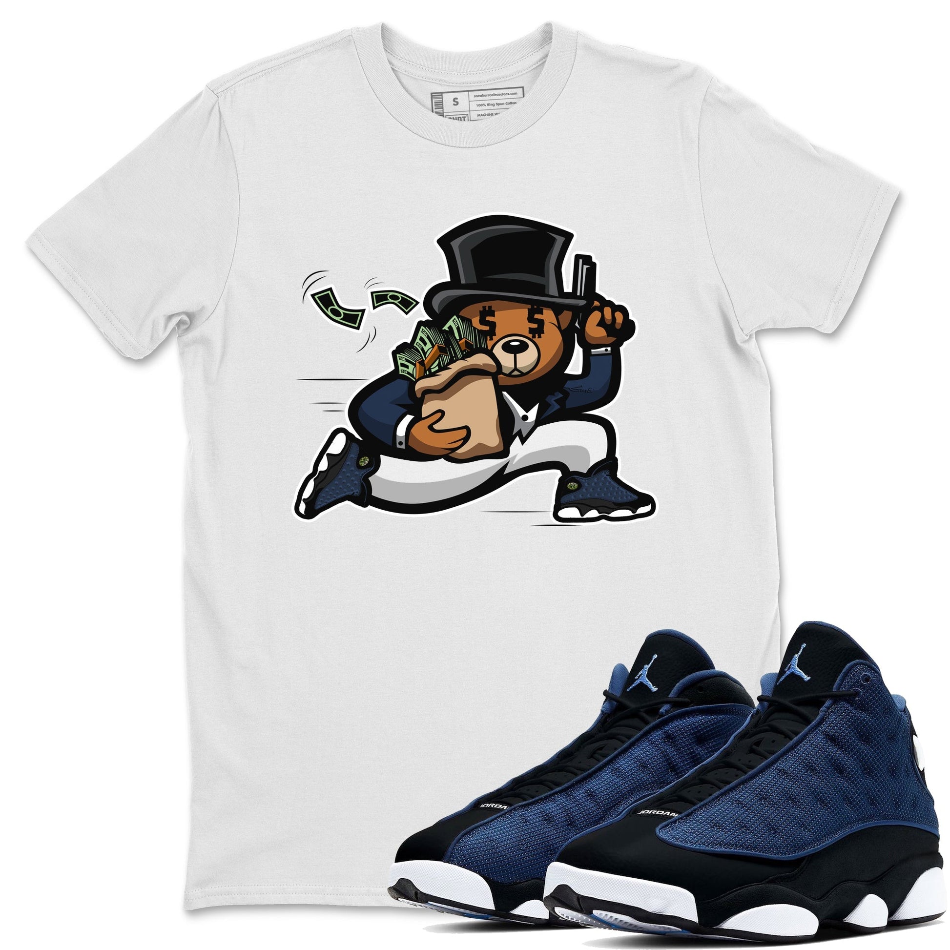 Jordan 13 Brave Blue Sneaker Match Tees Bear Steals Sneaker Tees Jordan 13 Brave Blue Sneaker Release Tees Unisex Shirts