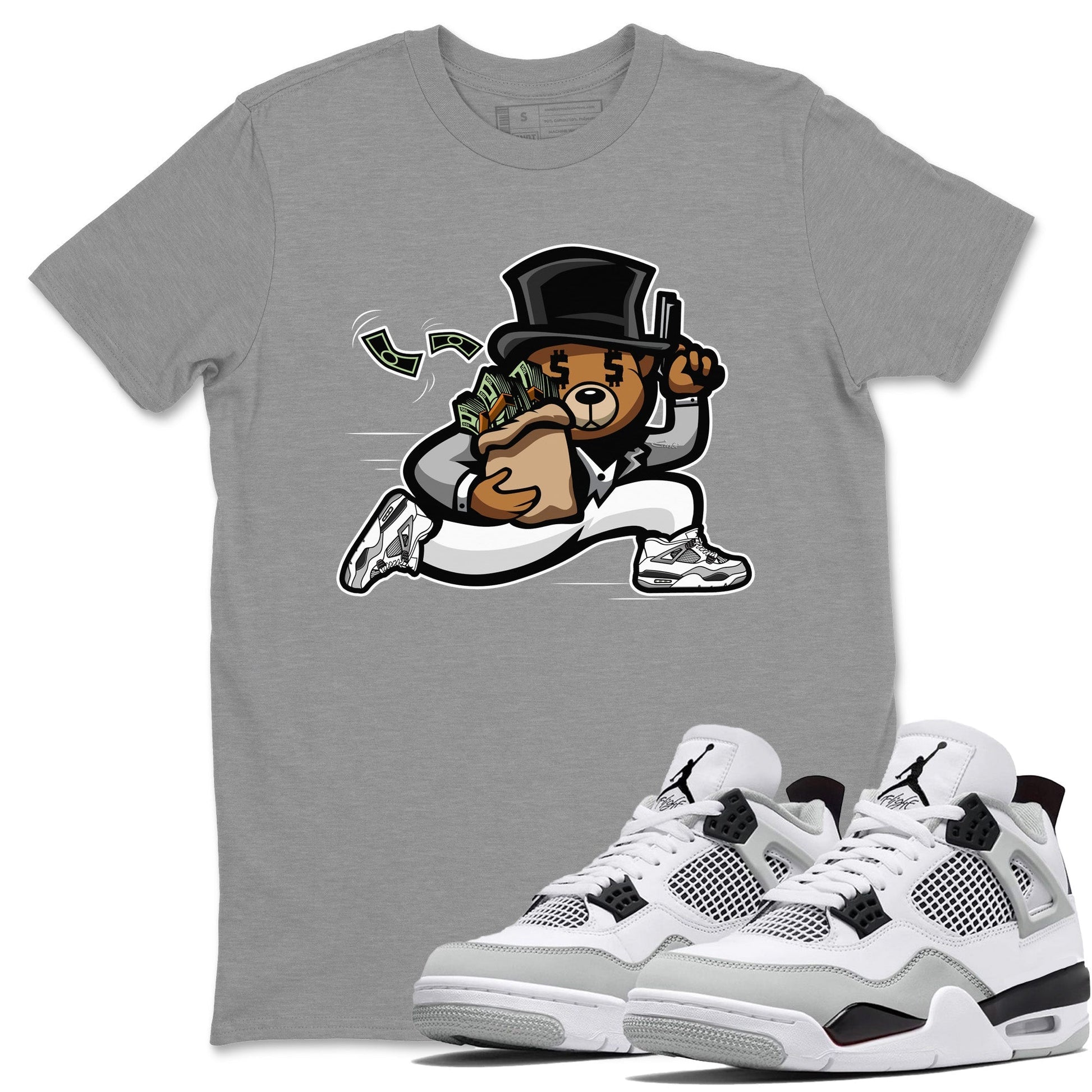 Jordan 4 Military Black Sneaker Match Tees Bear Steals Sneaker Tees Jordan 4 Military Black Sneaker Release Tees Unisex Shirts