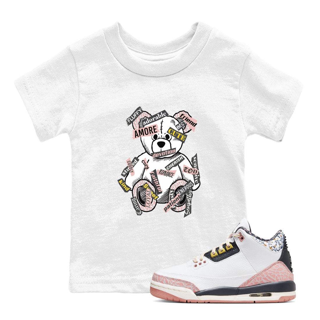 Air Jordan 3 GS Vintage Floral shirt to match jordans Bear Sticker Pack sneaker tees Air Jordan 3 Vintage Floral SNRT sneaker release tees baby toddler White 1 cotton Shirt