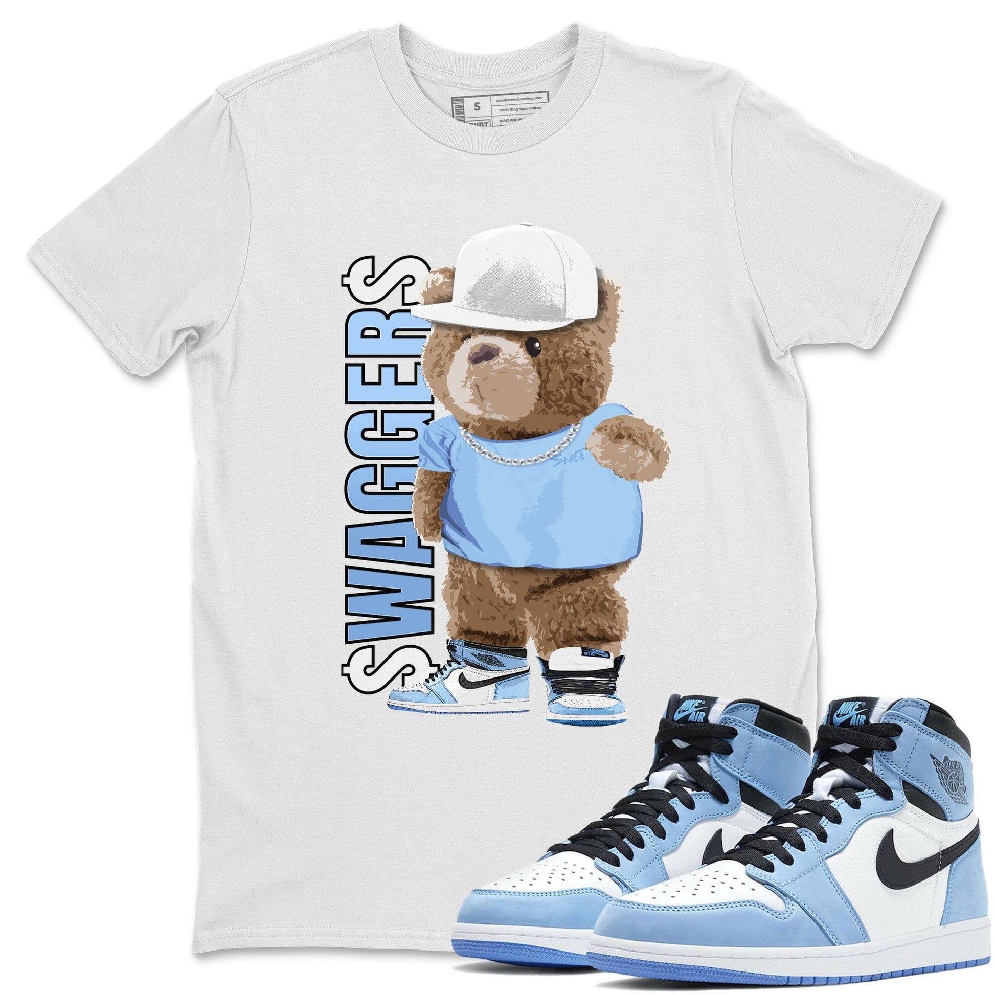 Jordan 1 University Blue Sneaker Match Tees Bear Swaggers Sneaker Tees Jordan 1 University Blue Sneaker Release Tees Unisex Shirts