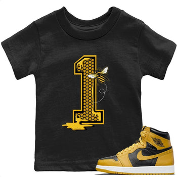 Jordan 1 Pollen Sneaker Match Tees Bees Number 1 Sneaker Tees Jordan 1 Pollen Sneaker Release Tees Kids Shirts