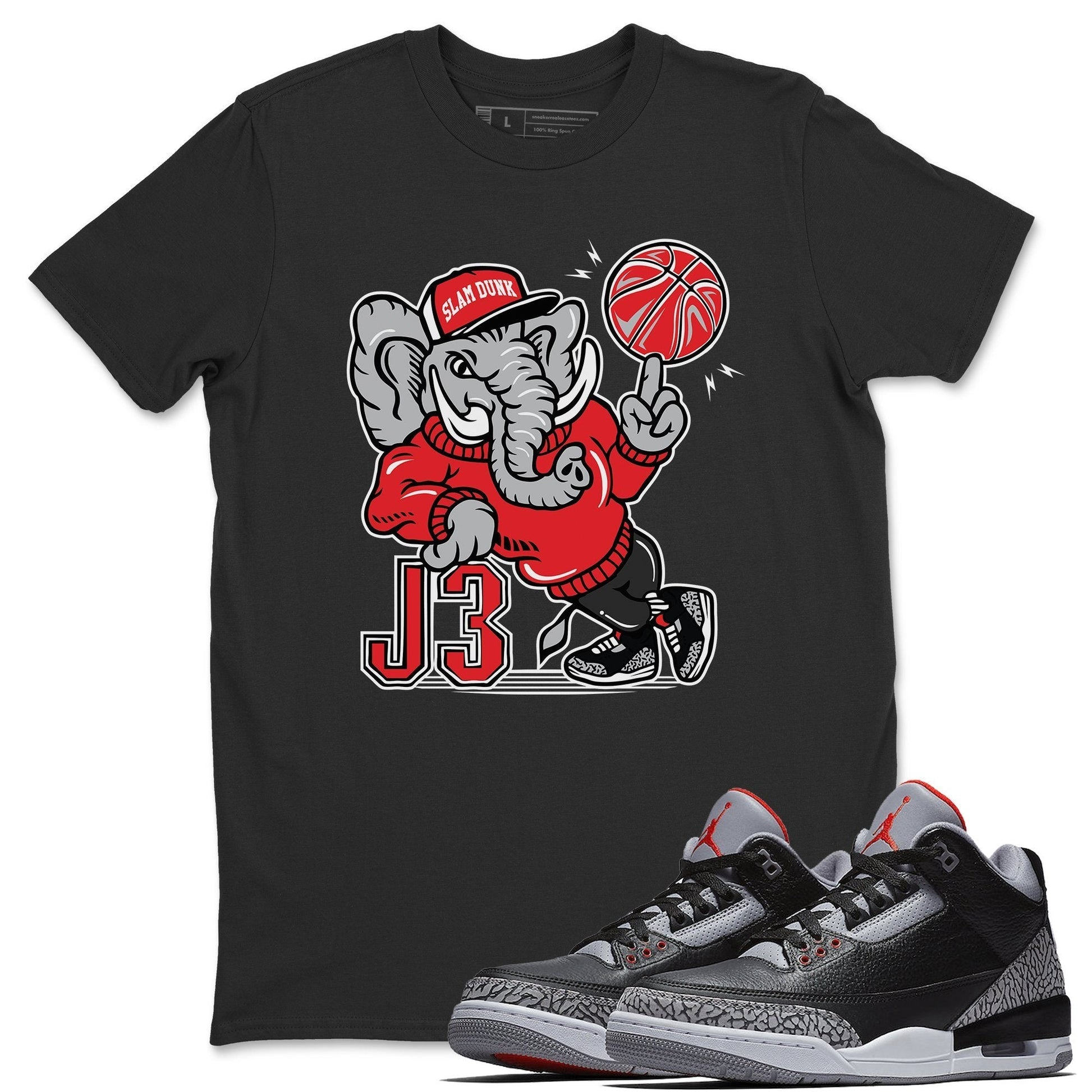 Jordan 3 Black Cement Sneaker Match Tees AJ3 Elephant Sneaker Tees Jordan 3 Black Cement Sneaker Release Tees Unisex Shirts